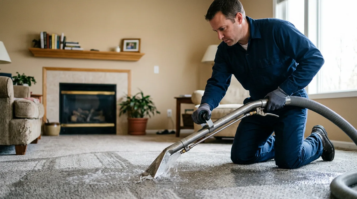 Water damage restoration technician working near Skokie, IL